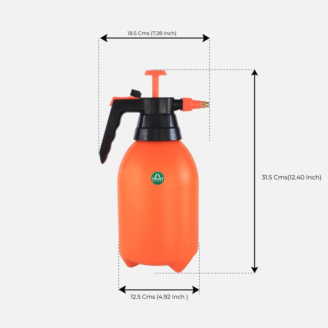 TrustBasket Pressure Sprayer (2 Liter) - Orange | Pressure Spray Bottle for Plants | Gardening Water Pump Sprayer