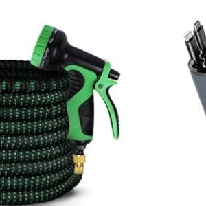 GREEN DYNASTY 75FT Expandable Garden Hose with 4-in-1 200W Fast Car Charger | Heavy-Duty Flexible Water Pipe + Retractable Multi-Port Car Charger (Green Combo Set)