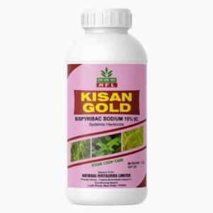RASTOGI BROTHERS Kisan Gold Bispyribac Sodium 10% SC Herbicide 1L | Systemic Post-Emergent Weed Killer for Paddy Fields | Controls Broadleaf & Grass Weeds Effectively