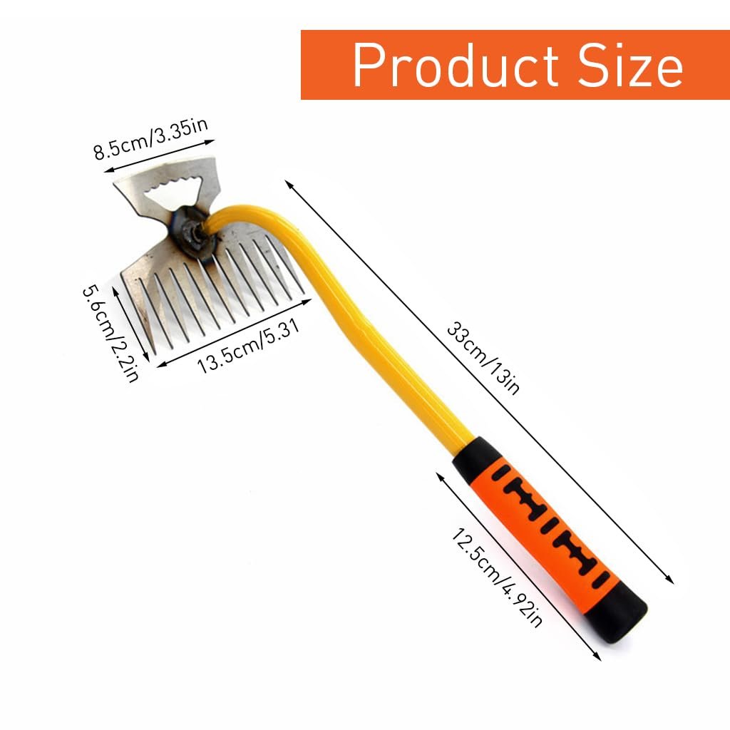 HASTHIP® Gardening Hand Weeder Tools - Portable Weed Puller Tool - 33CM Plant Cutter for Home Garden - Steel 11 Claws Weeder Hand Gardening Tools - Weed Removal Tool & Garden Tools for Garden & Lawn