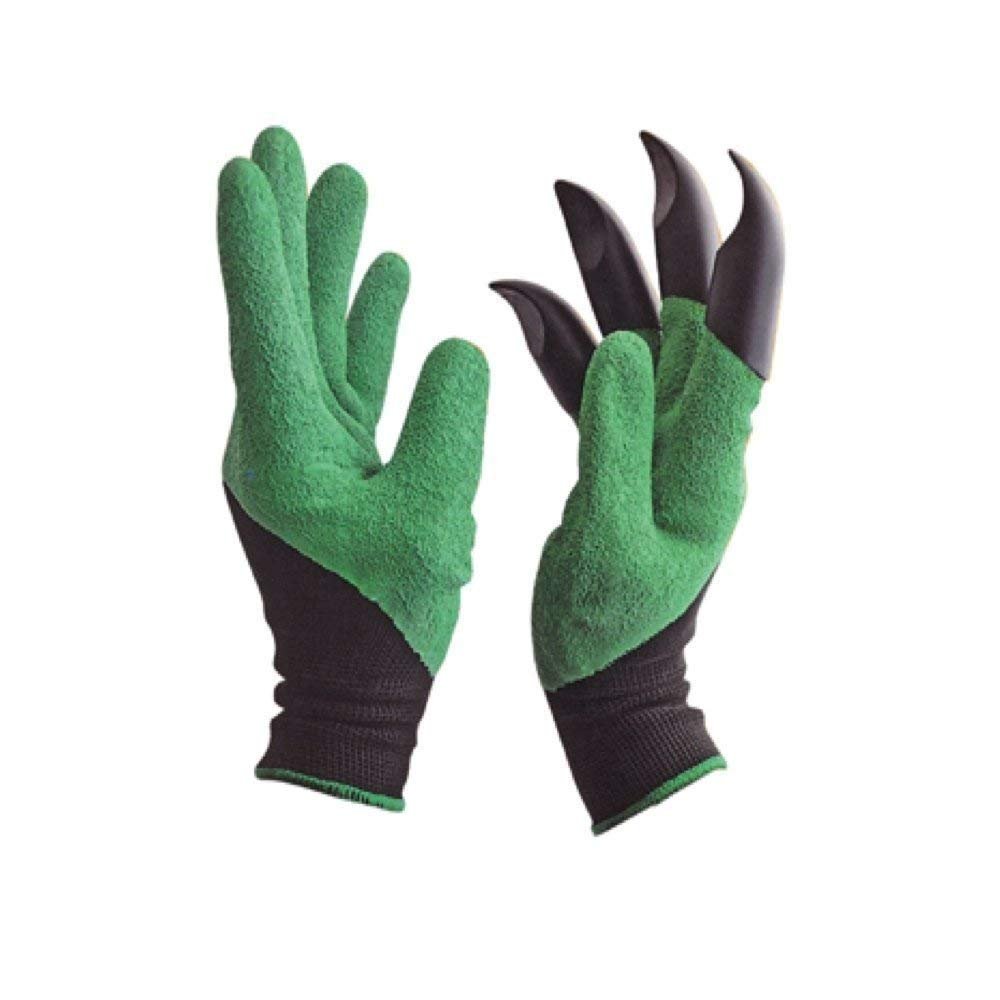 FreshDcart Gloves for Gardening Work โ Heavy Duty Washable Gardening Gloves for Home Garden Use with ABS Claws on Right Hand Fingertips for Digging (Free Size, Green, Pack of 1)