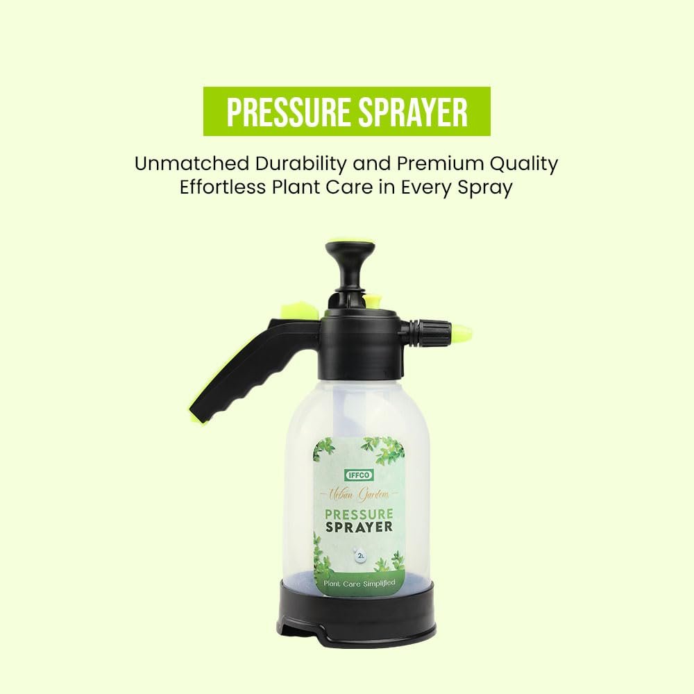 IFFCO Urban Gardens - Pressure Sprayer 2 Litre - Gardening Water Spray Pump with Lawn Sprinkler, Mister, Spray Bottle for Plants - Multipurpose Spray Bottle