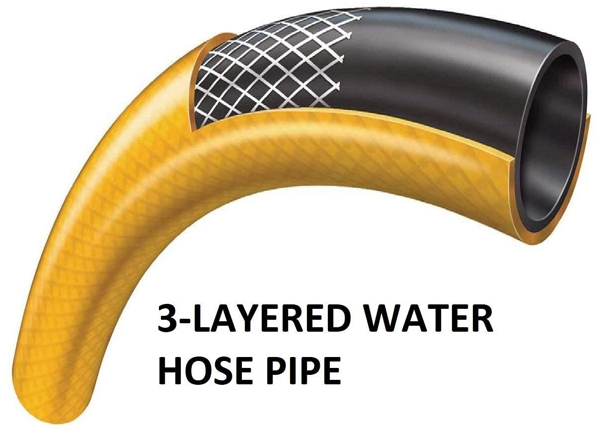 ANNA AGRO 1"Inch (19mm) 50 Meters(162.5 feet) Black,3 Layered Heavy Duty Braided Water Hose Pipe for Watering Easy to Connect, Garden, Car Wash, Floor Clean, Pet Bath,10 Year Replacement Warranty