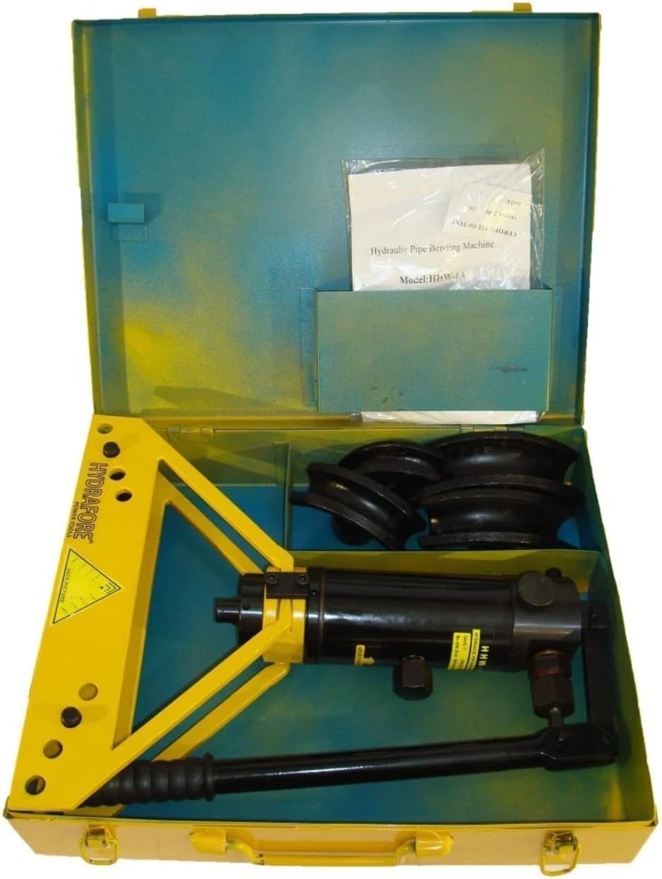 HELLARO Hydraulic Pipe Tube Bender w. 4 Dies & Case All Metal Bending (3/8" - 1") W-1A