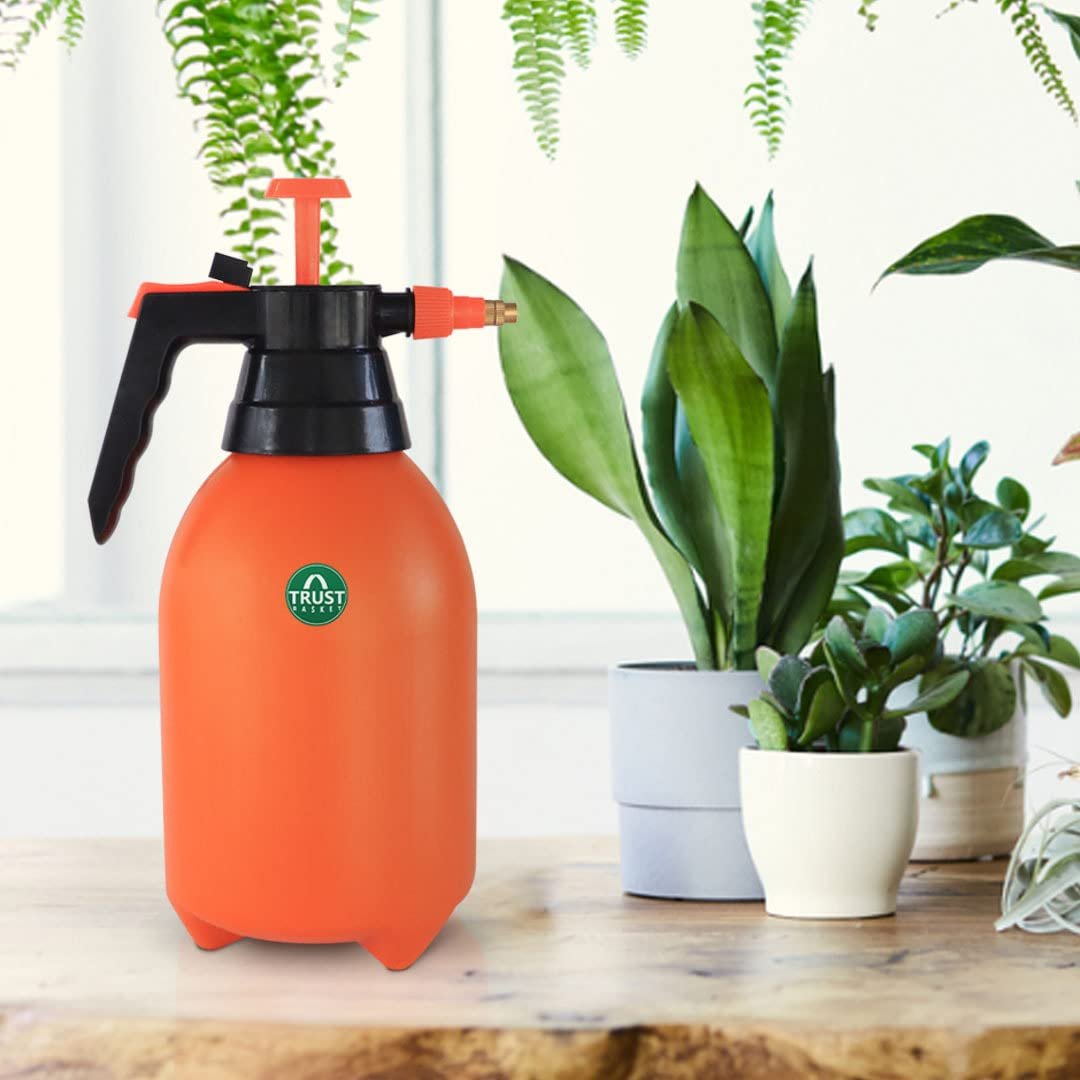 TrustBasket Pressure Sprayer (2 Liter) - Orange | Pressure Spray Bottle for Plants | Gardening Water Pump Sprayer