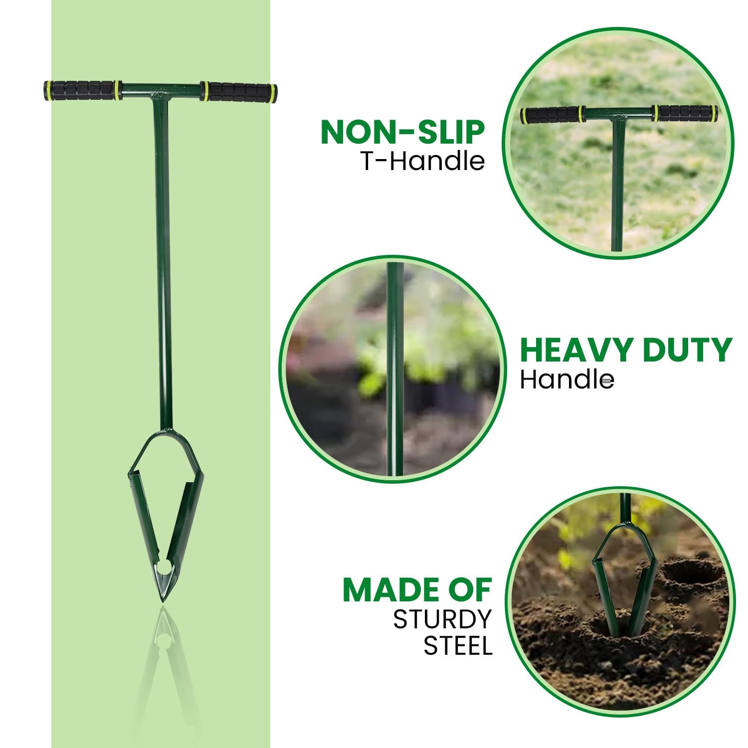 Klassic Post Hole Hand Auger for Soft Soil | 4" Drill Size | Used for Plantation | Green | Fence Post Manual Digging | for Planting Trees, Seedlings, Bedding Plants, Deep Cultivating, Digging Seeds