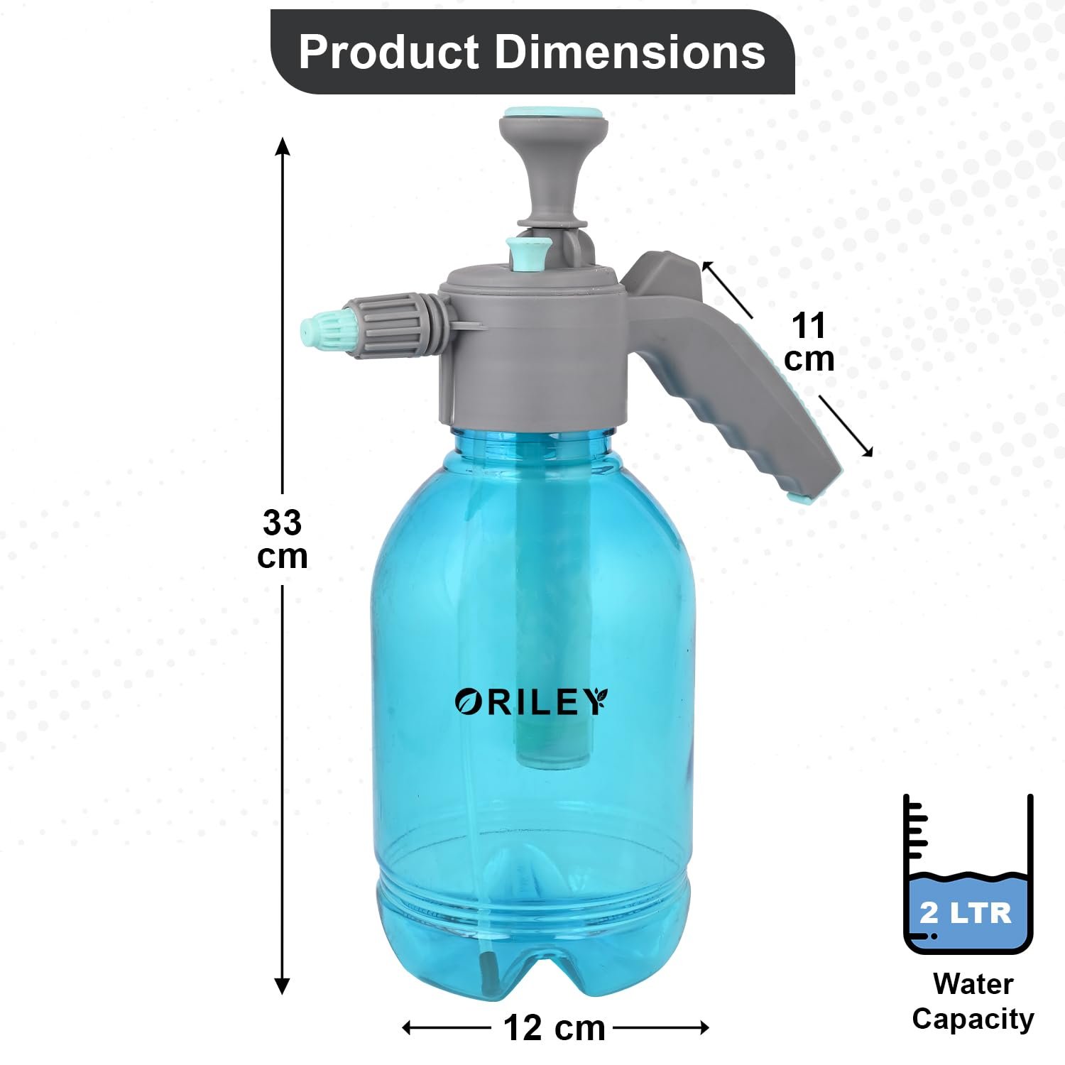 ORILEY 2Ltr Handheld Garden Spray Bottle Clear Portable Sprayer with Adjustable Nozzle and Hand Pressure for Plant Mist Pumping Yard & Weed (Random Colour)