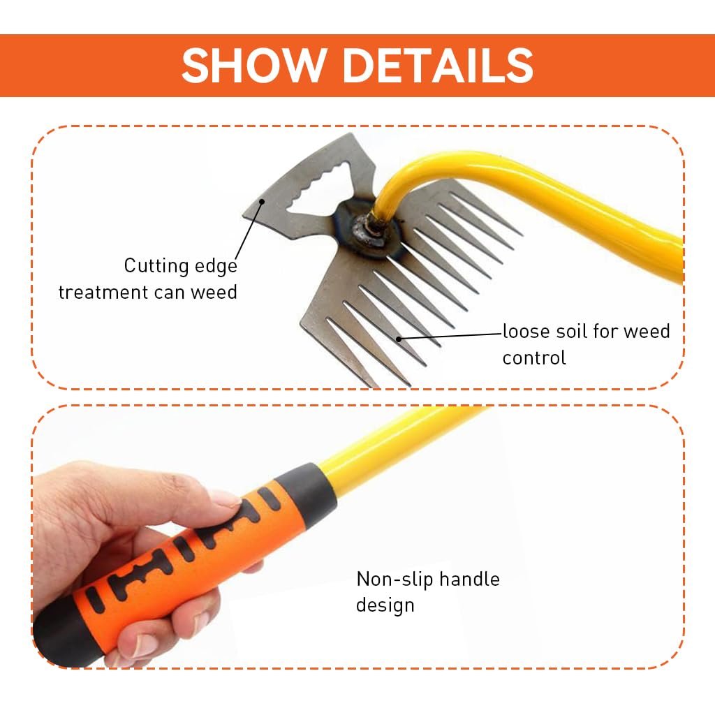 HASTHIP® Gardening Hand Weeder Tools - Portable Weed Puller Tool - 33CM Plant Cutter for Home Garden - Steel 11 Claws Weeder Hand Gardening Tools - Weed Removal Tool & Garden Tools for Garden & Lawn