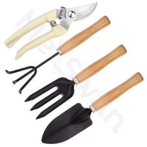 MESWAN Garden Tool Kit Set Flower Cutter/Pruner Trowel Hand Fork Hand Rake Garden Tools Garden Tool Kit (4 Tools) (Traditional)