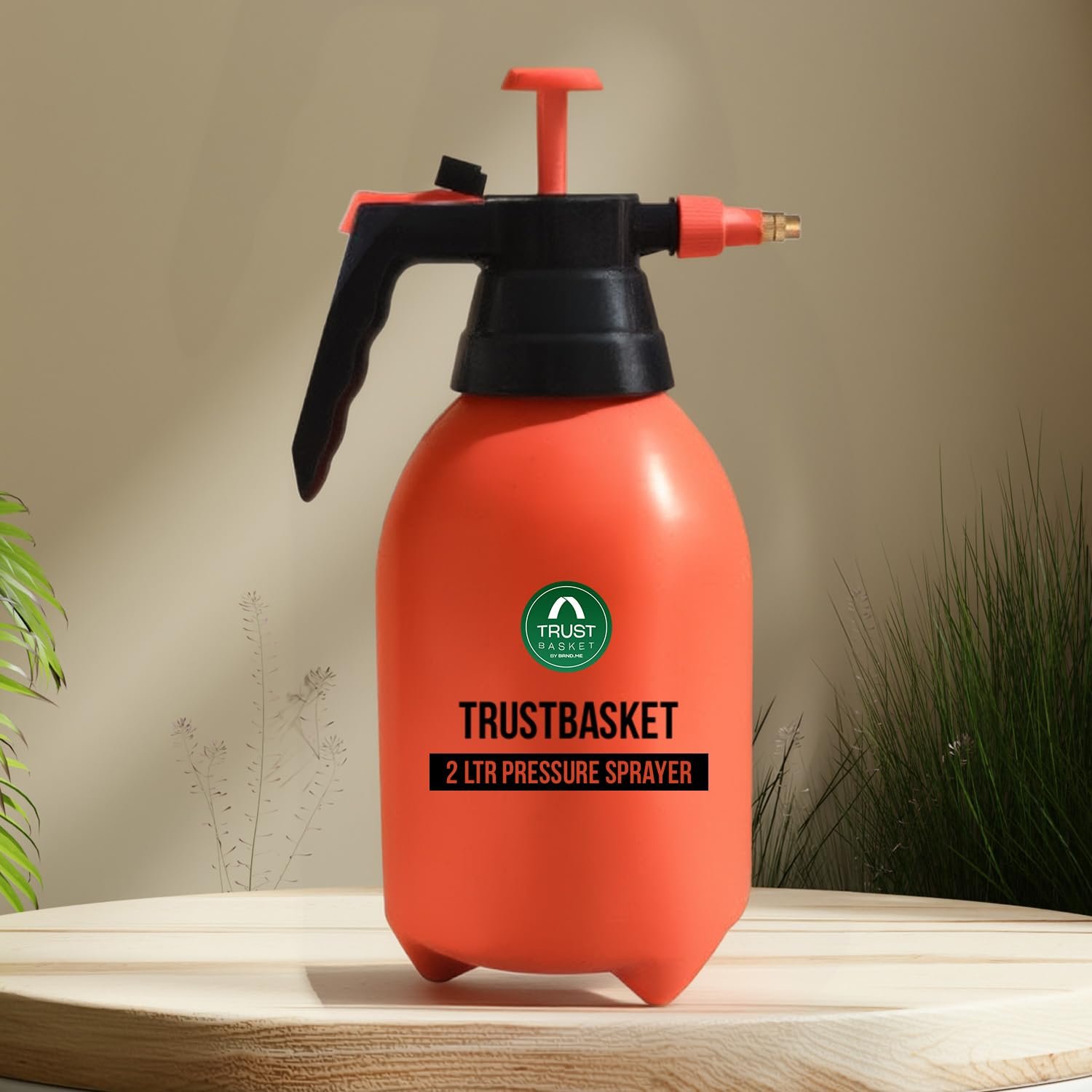 TrustBasket Pressure Sprayer (2 Liter) - Orange | Pressure Spray Bottle for Plants | Gardening Water Pump Sprayer