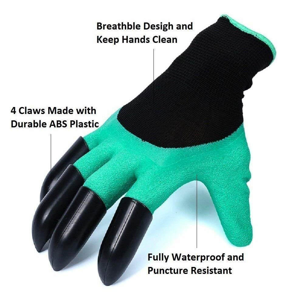 FreshDcart Gloves for Gardening Work โ Heavy Duty Washable Gardening Gloves for Home Garden Use with ABS Claws on Right Hand Fingertips for Digging (Free Size, Green, Pack of 1)
