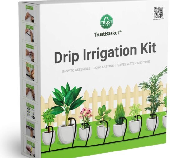 TrustBasket Drip Irrigation kit for 50 Plants | Manual DIY Drip Irrigation System for Home Gardening and Lawn| Water flow controlling drippers | Conserves water