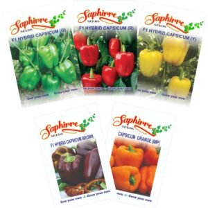 Saphirre Seeds Easy to Grow Capsicum Seeds Combo| 5 Different Varieties (Red, Yellow, Green, Brown, Orange)| 150 Seeds| Seeds for Home Garden| 90%+ Germination Rate