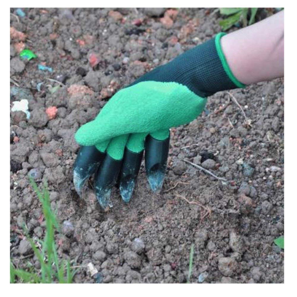 FreshDcart Gloves for Gardening Work โ Heavy Duty Washable Gardening Gloves for Home Garden Use with ABS Claws on Right Hand Fingertips for Digging (Free Size, Green, Pack of 1)