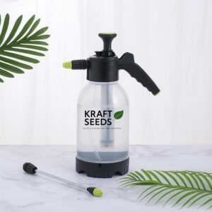 Kraft Seeds 2L Pressure Spray Pump with Long Nozzle, Transparent Spray Bottle for Plants Adjustable Nozzle, Leak-Proof Compression Sprayer for Watering, Fertiliser & Pesticide, Garden Lawn Plant Care