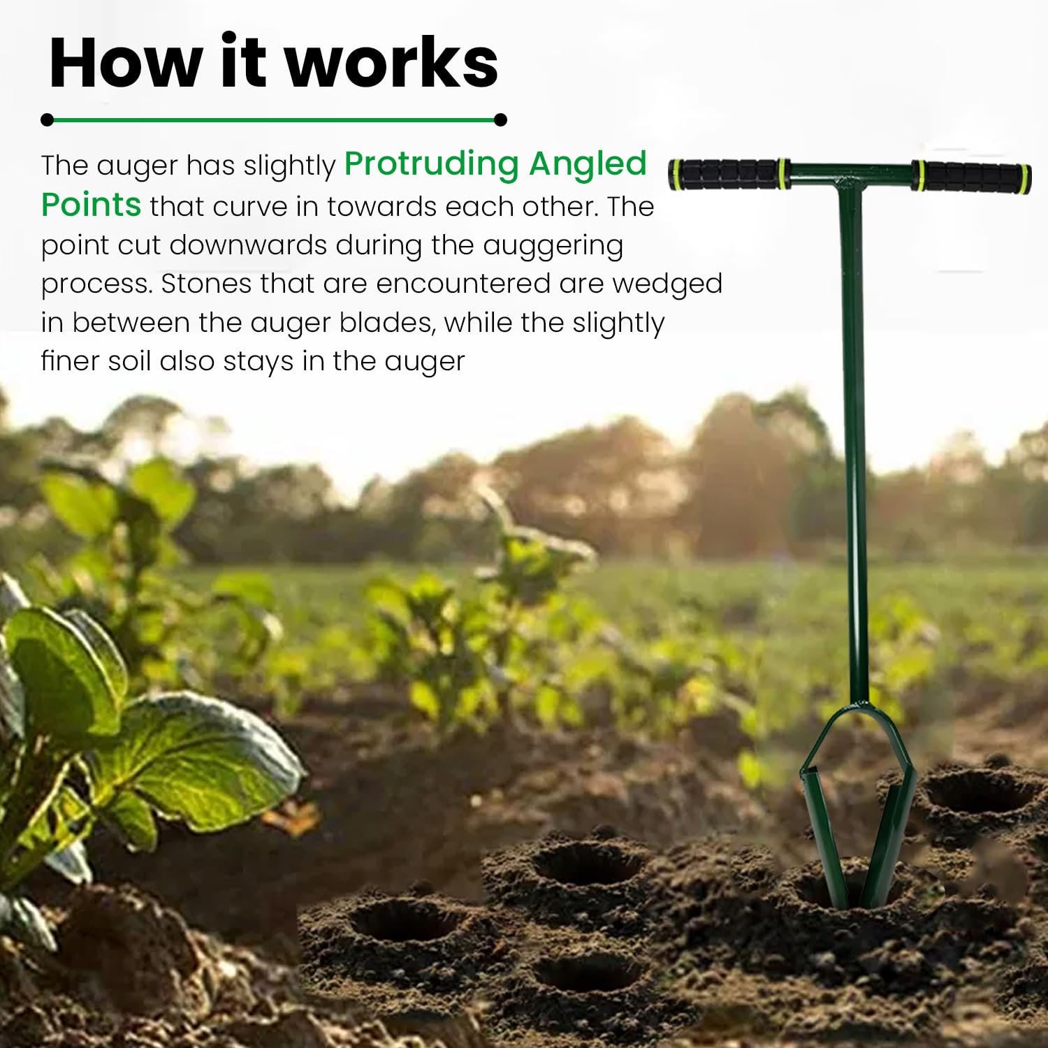 Klassic Post Hole Hand Auger for Soft Soil | 4" Drill Size | Used for Plantation | Green | Fence Post Manual Digging | for Planting Trees, Seedlings, Bedding Plants, Deep Cultivating, Digging Seeds