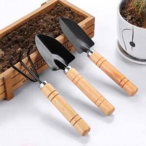 Wolpin 3 Pcs Gardening Hand Tool Kit for Home Gardening | Hand Cultivator, Trowel & Transplanter Set | Manual Garden Tools for Planting, Digging, Soil Work