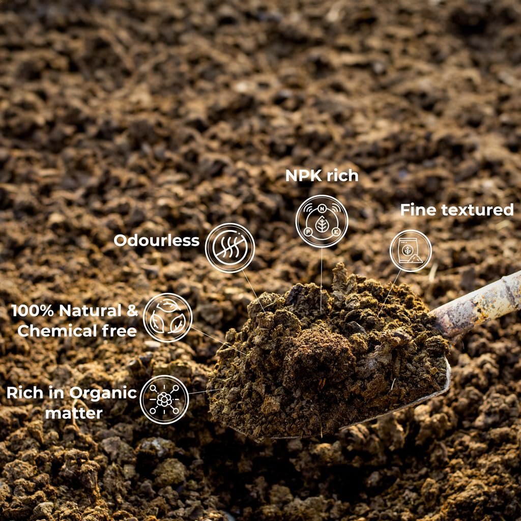 TrustBasket Cow Dung Manure 5kg | 100% Natural Organic Fertilizer for Plants | Nutrient-Rich Compost with Microbial Bio-Stimulants | Improves Plant Health, Water Retention & Soil Fertility