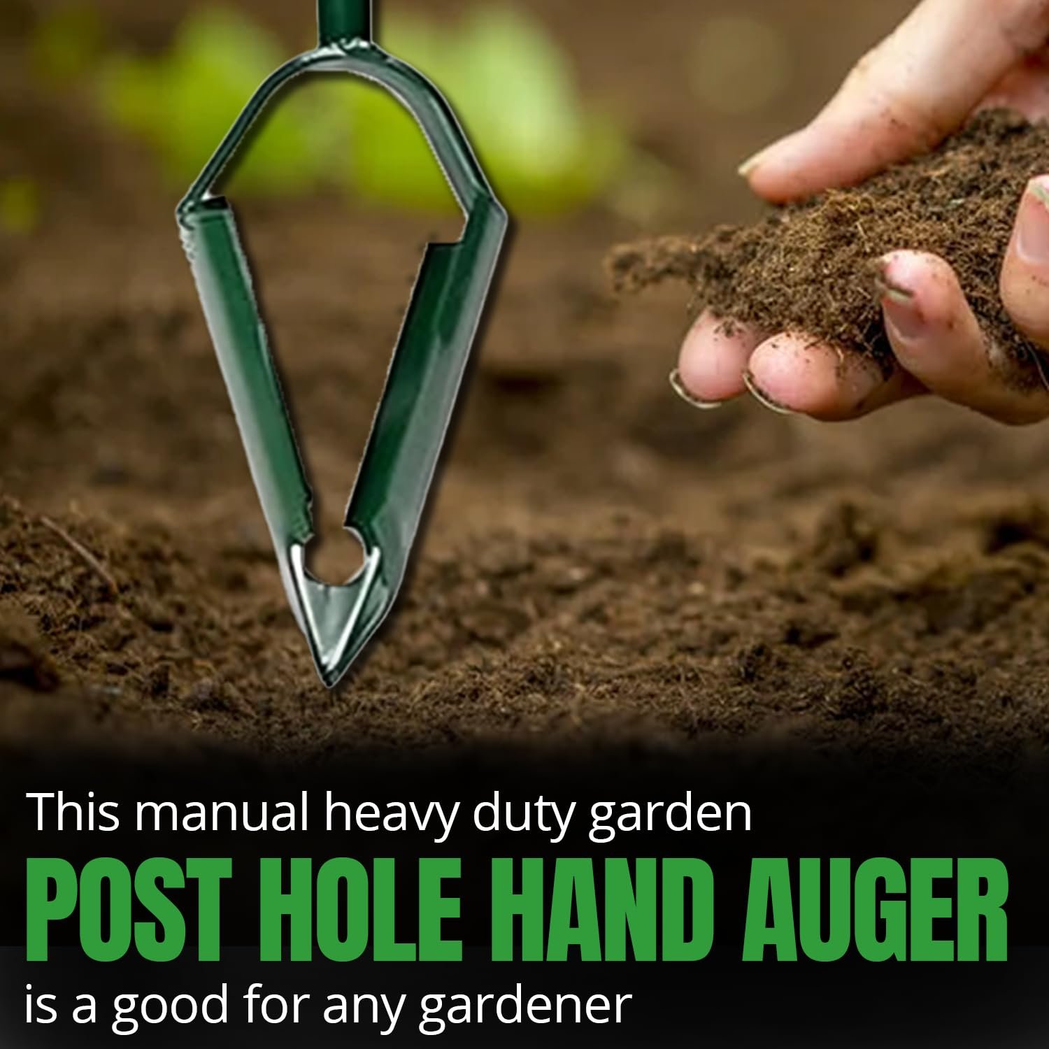 Klassic Post Hole Hand Auger for Soft Soil | 4" Drill Size | Used for Plantation | Green | Fence Post Manual Digging | for Planting Trees, Seedlings, Bedding Plants, Deep Cultivating, Digging Seeds