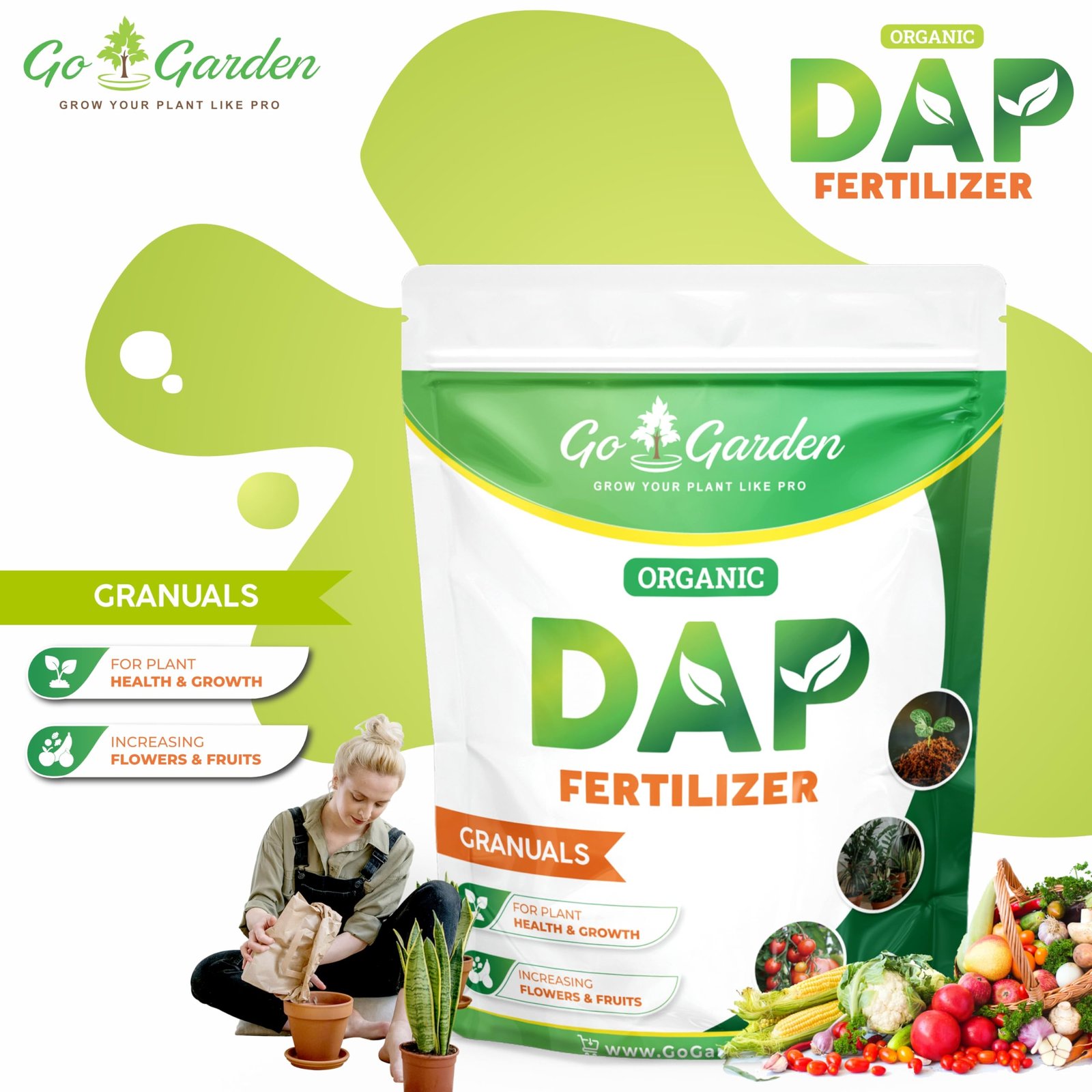 Go Garden - All Purpose Bio DAP Fertilizer for Home Plants & Gardening Purpose - 100% Water Soluble Fertilizer 400 Gram Granules
