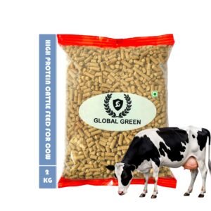 Global Green - Cattle Feed | Special Cow & Buffalos Food 2Kg Packet For Better Health & Lot Of Milk Production (100 Gram Per Day Use For 1 Cow), All Life Stages, Flakes
