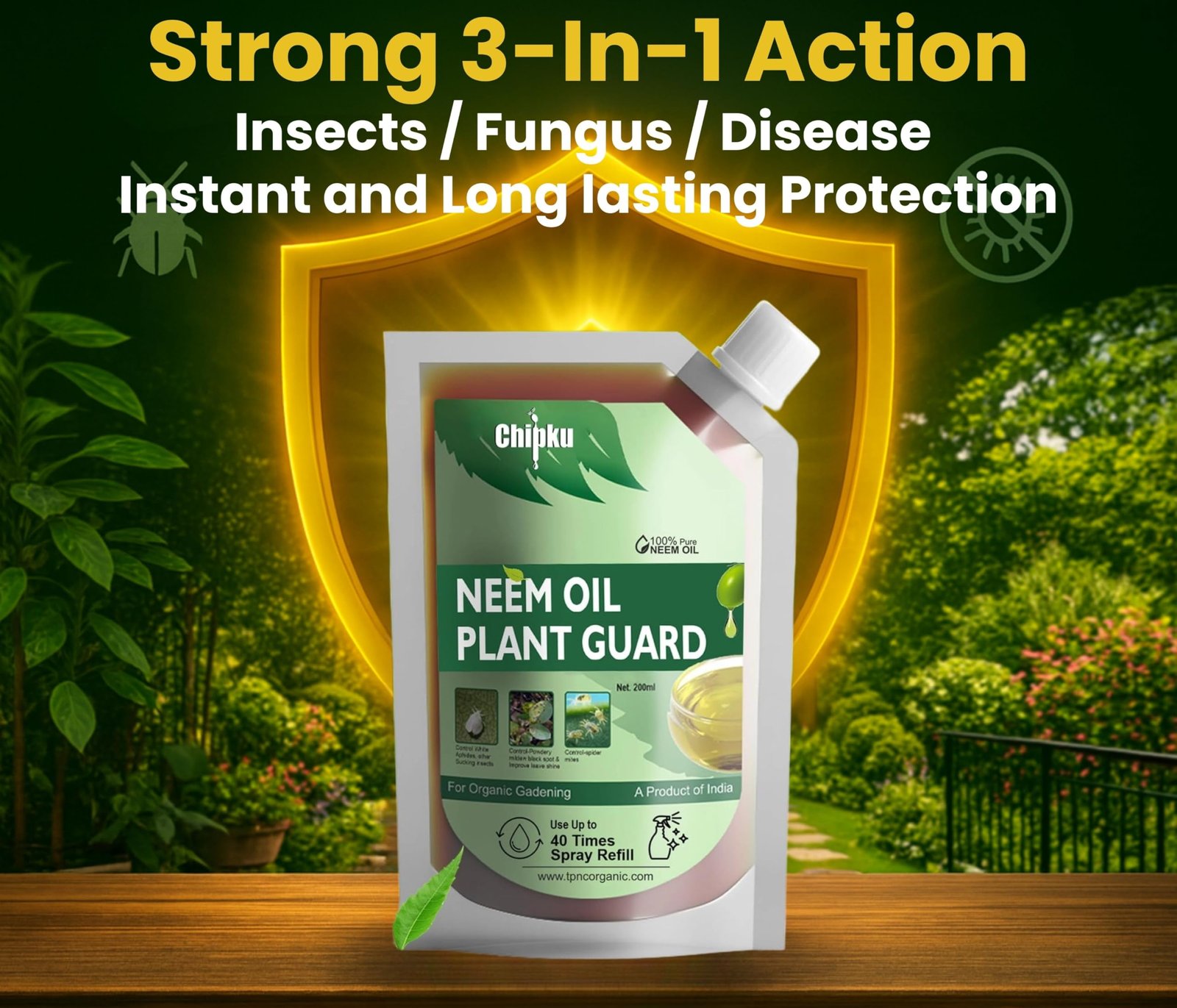 Chipku Pure Cold Pressed Water Soluble Neem Oil 200ml With Free Empty Spray Bottle Concentrate For Plants & Garden For Indoor And Outdoor Removes Aphids Fungus Mildew For Making 40 Neem Spray Bottles