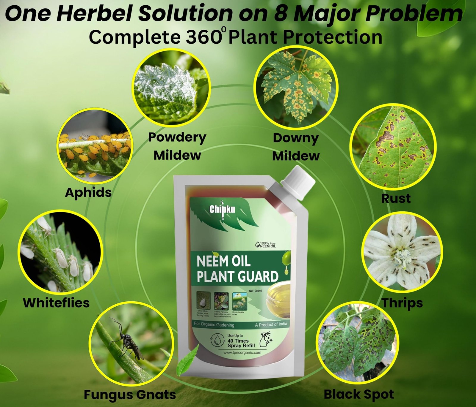 Chipku Pure Cold Pressed Water Soluble Neem Oil 200ml With Free Empty Spray Bottle Concentrate For Plants & Garden For Indoor And Outdoor Removes Aphids Fungus Mildew For Making 40 Neem Spray Bottles