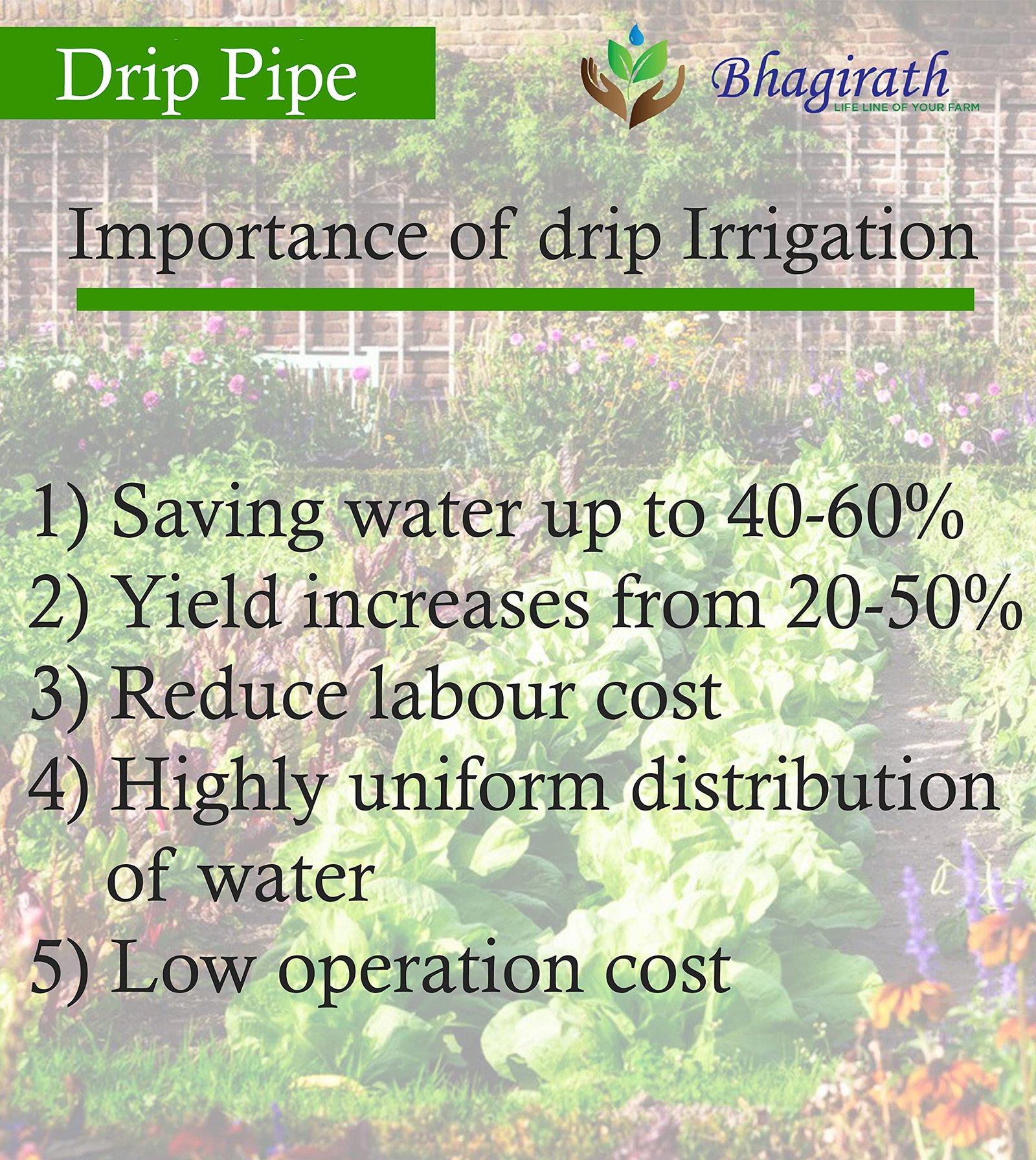 BHAGIRATH - Drip Irrigation 16mm Diameter Main Supply Line Pipe (50 Meter) Black