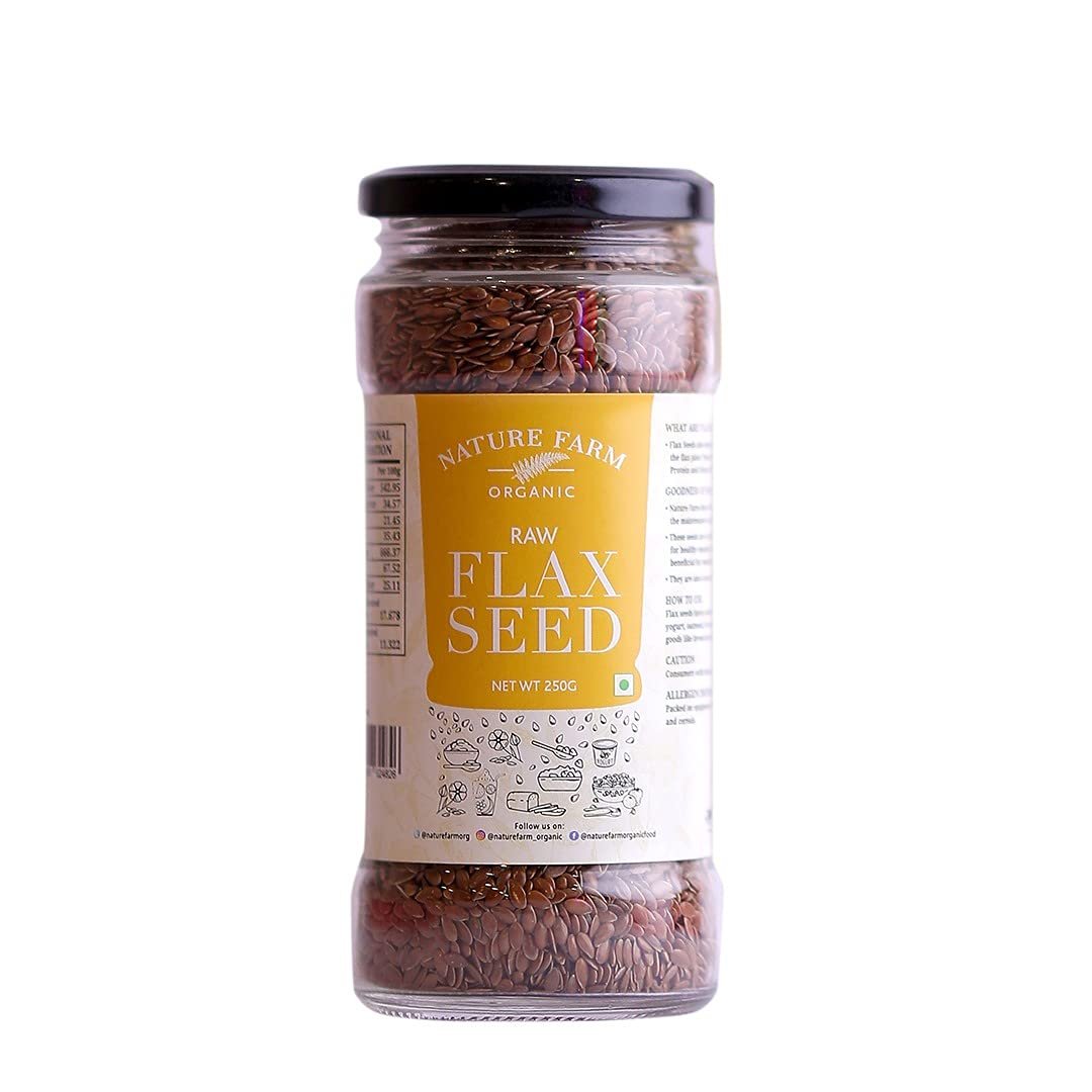 Nature Farm Organic Raw Flax Seeds - Fibre and Omega-3 Rich Superfood - 250 Gm