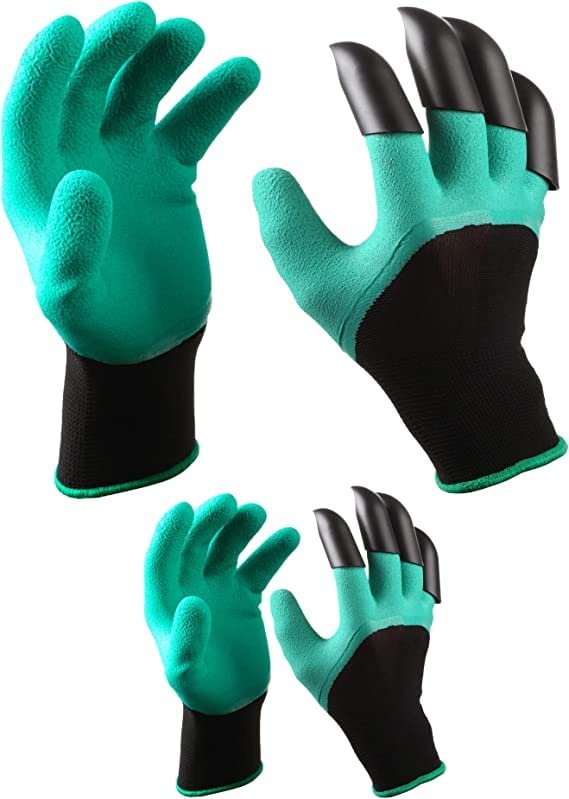 Heavy Duty Garden Farming Gloves Washable with Right Hand Fingertips ABS Claws for Pruning, Digging & Planting, Gardening Tool for Home Pots