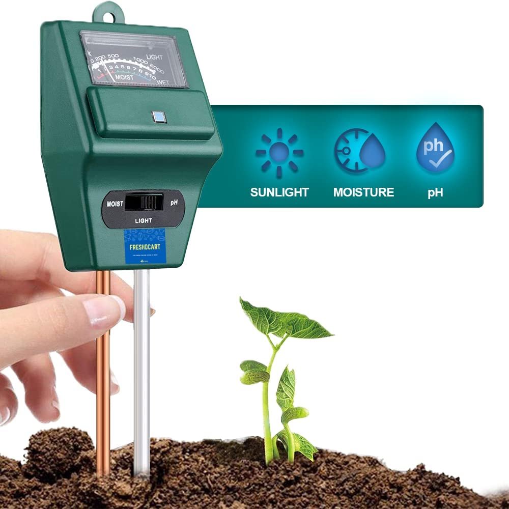 FreshDcart 3-in-1 pH Meter for Soil Testing – Digital Soil Tester with Moisture Sensor and Light Meter for Plants, Accurate Ph Meter for Agriculture, Healthy Growth, and Easy Indoor Outdoor Use