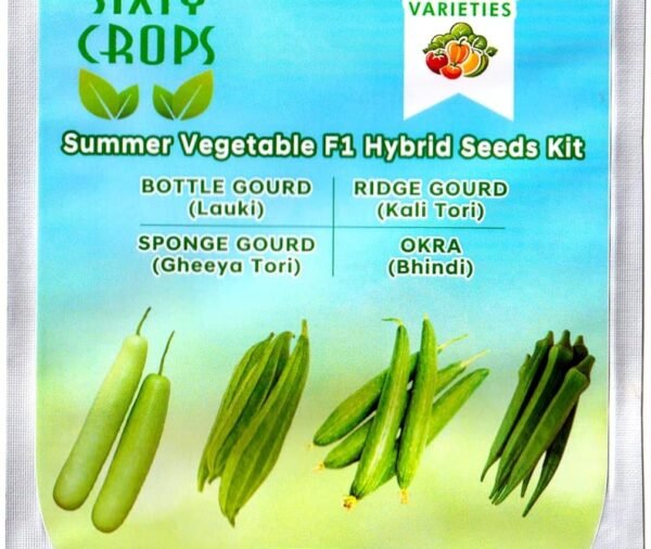 Summer Vegetable (Approx. 50 seeds) F1 Hybrid Seeds Kit | Lauki, Kali Tori, Gheeya Tori & Bhindi Seeds | High Yield Kitchen Garden Seeds