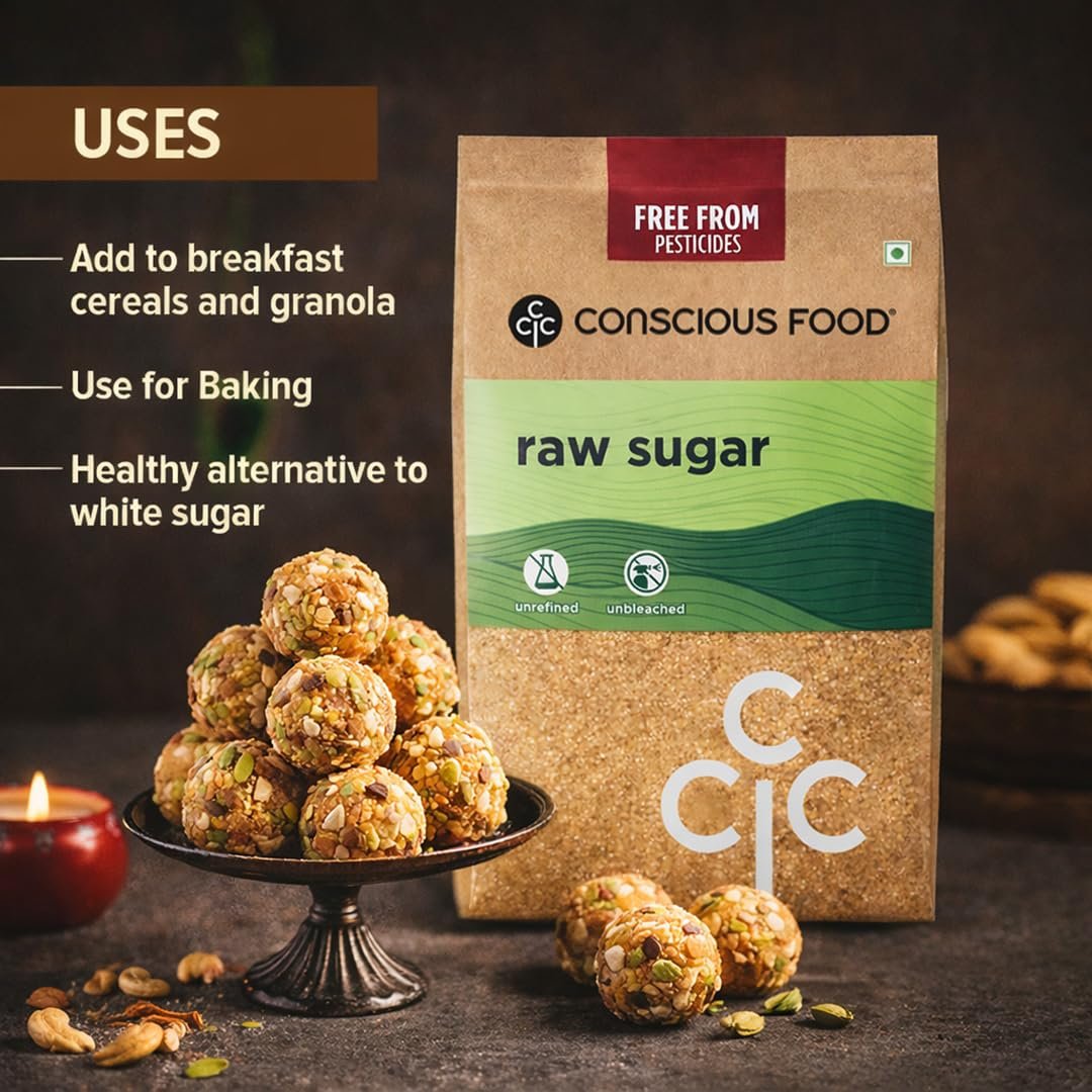 Conscious Food Natural Raw Sugar | 2 Kg | Unrefined & Unprocessed Raw Sugar | Khandsari, Desi Khand - Image 3